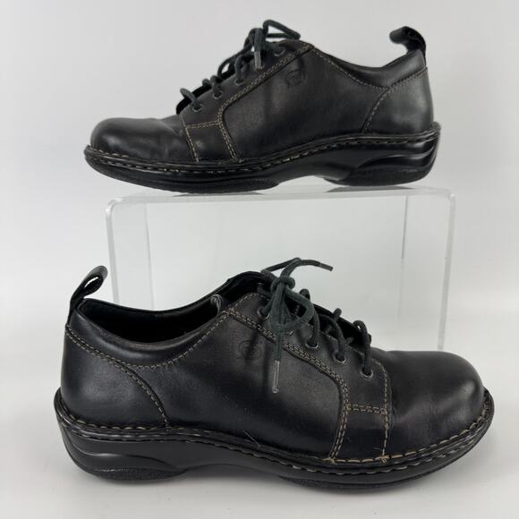 BORN Women's Oxford Crafted Footwear Black Leather Lace Up Size 7.5 - Picture 1 of 8